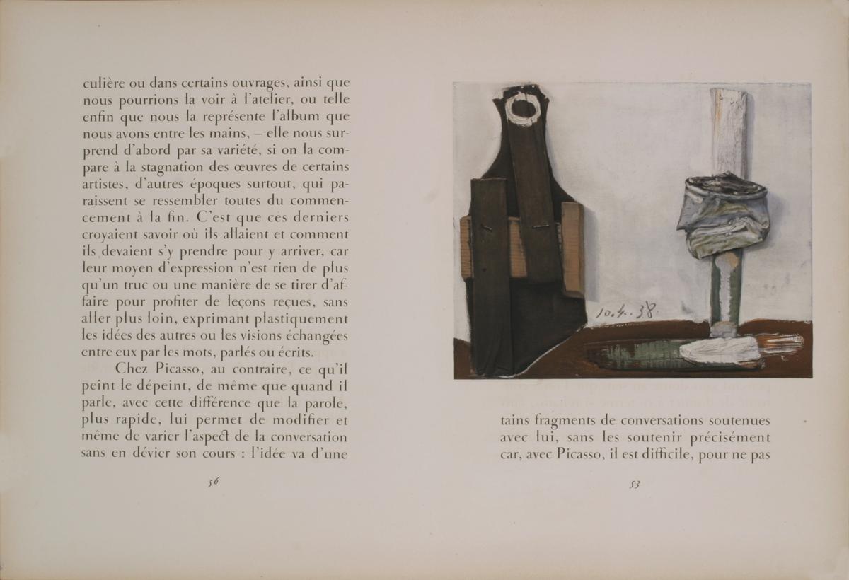 Erste Druckseite aus Dans l'Atelier de Picasso, Steinlithographie, unsigniert. Der Druck ist ein Nachdruck (d'apres Deschamps) und ist nicht im Werkverzeichnis enthalten. Sehr selten. Diese wurde vor vielen Jahren direkt von der Druckerei gekauft.