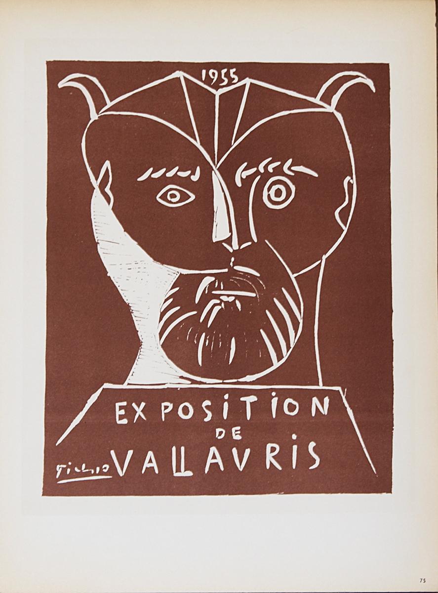 Pablo Picasso-Exposition Vallauris-12.5" x 9.25"-Lithograph-1959-Cubism-Brown - Print by After Pablo Picasso