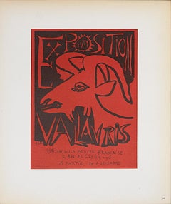 Pablo Picasso-Exposition Vallauris-12.5" x 9.25"-Lithograph-1959-Cubism-Red