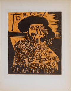 Pablo Picasso-Toros Vallauris-12.5" x 9.25"-Lithograph-1959-Cubism-Brown