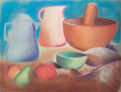 Angelina Petitto-Still Life with Pitchers and Fruit-19" x 25"-Painting-1975