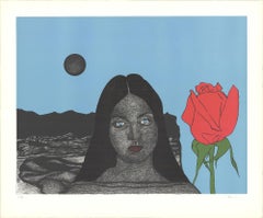 Paul Van Hoeydonck-Pamela's Dream and Red Roses-27" x 32.5"-Lithograph-1982-Outs