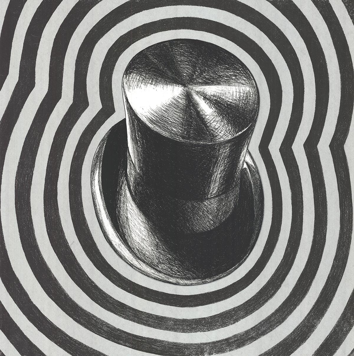 Art Van der Lay-Top Hat-29.75" x 29.75"-Serigraph-1987-Black & White
