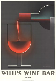 A.M. Cassandre-Willi's Wine Bar-39.5" x 27.25"-Lithograph-1984-Vintage-Gray