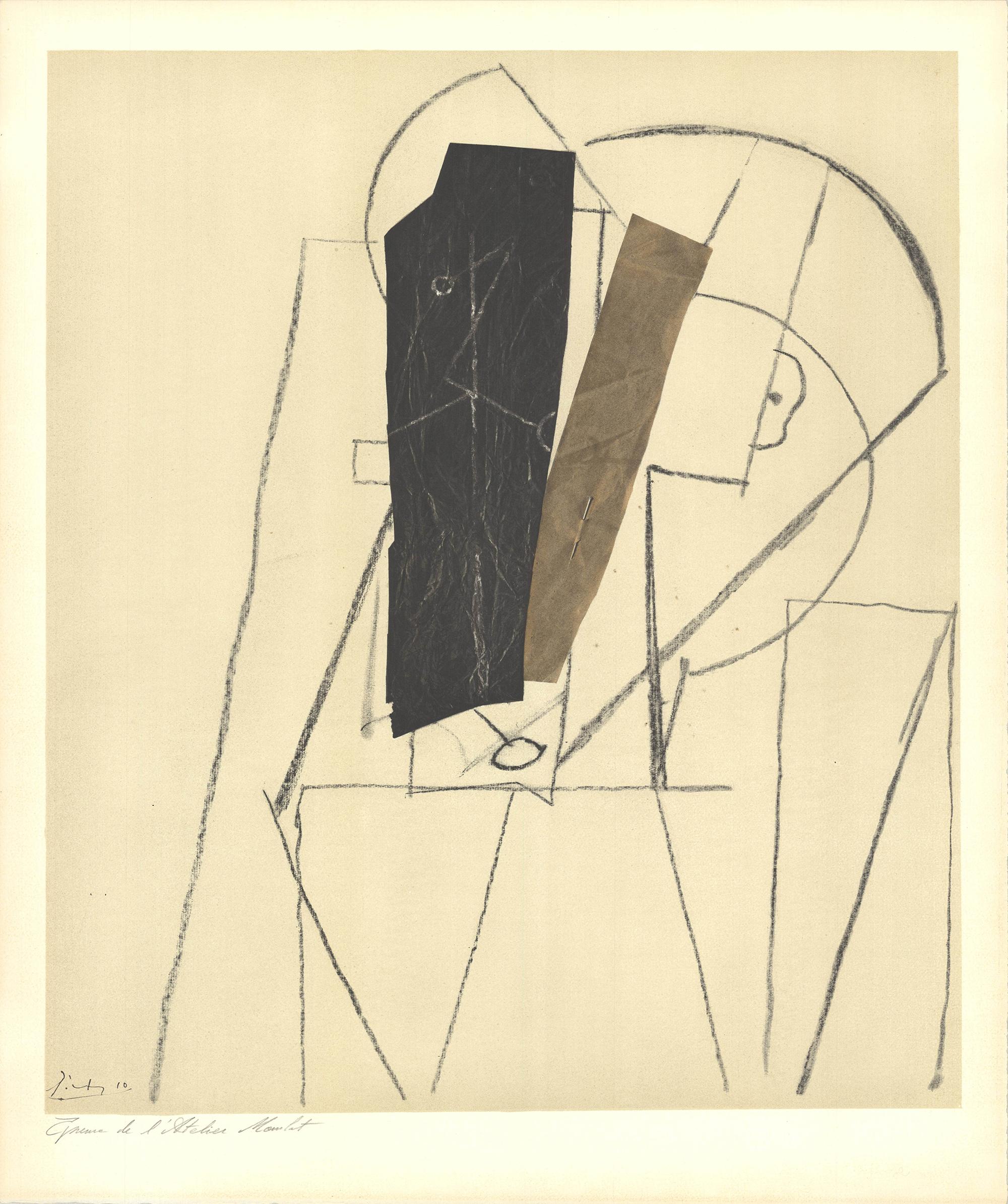 Pablo Picasso-Papiers Colles-25.25" x 19"-Lithograph-1966-Cubism - Print by After Pablo Picasso