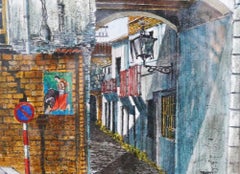 Vintage Dwight Baird-Seville, Spain-17" x 19"-Watercolor-1982-Outsider Art-Spain
