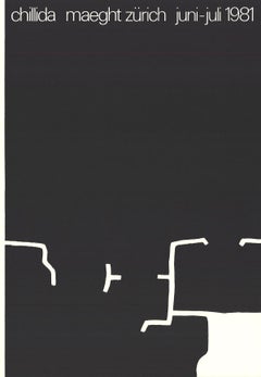 Eduardo Chillida-Maeght Zurich-24.5" x 16.5"-Lithograph-1981-Abstract-Black & Wh