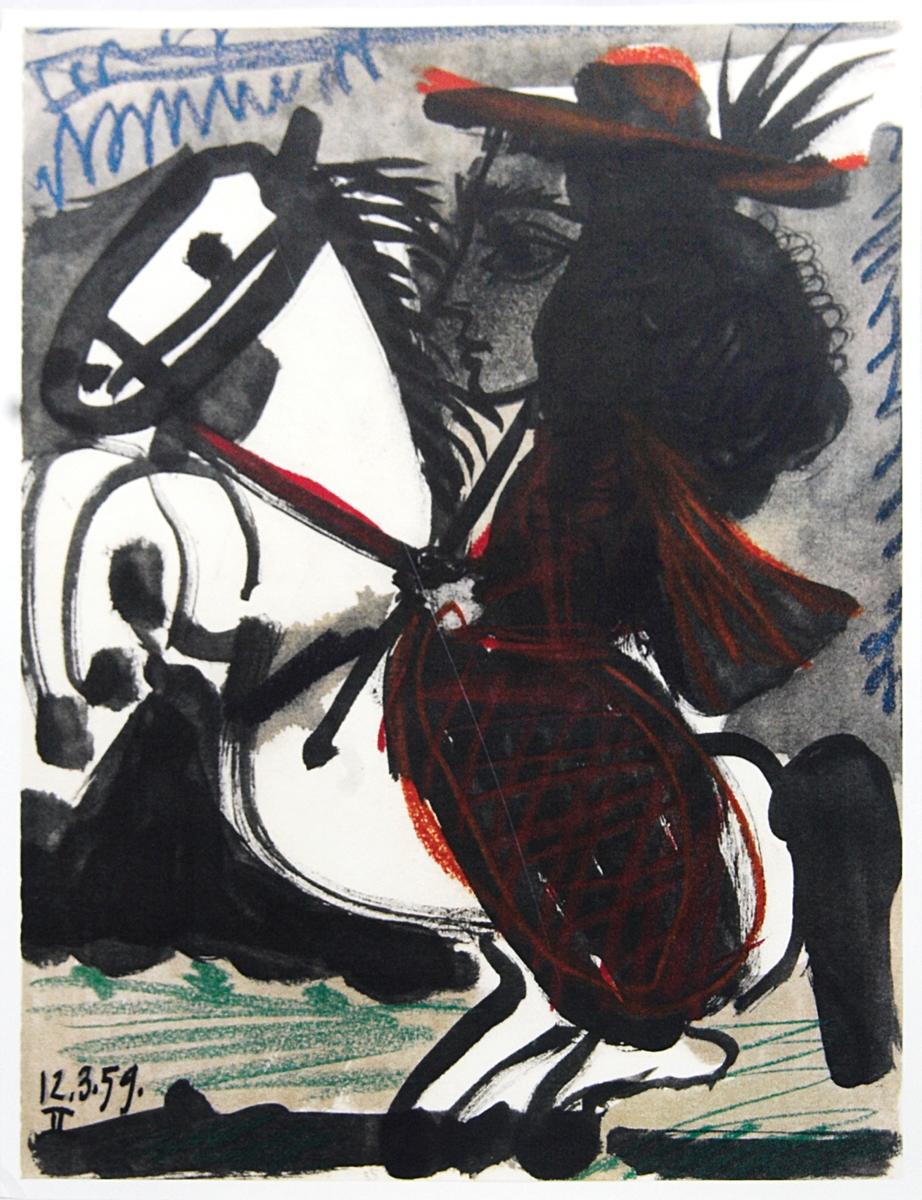 Pablo Picasso-Cavalier-14.5" x 10.5"-Lithograph-1959-Cubism