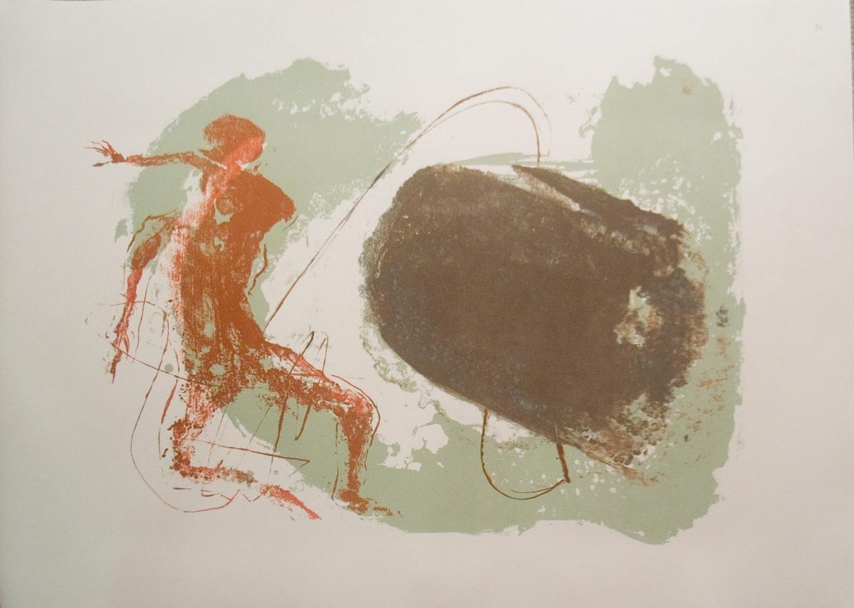 One of twenty-six color lithographs from the collection "Moby Dick Passion of Ahab". Spruance died unexpectedly prior to the completion of this publication.
