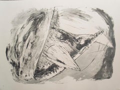 Benton Spruance-Ahab in the Jaws-22" x 16"-Lithograph-1968-Modernism-Black