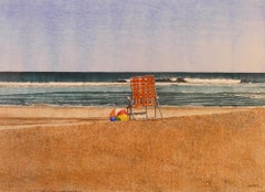 Dwight Baird-Private Beach-16" x 20"-Watercolor-1990-Outsider Art