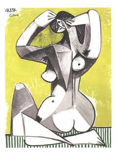 Pablo Picasso-Nu Accroupi-30.75" x 23.5"-Poster-2002-Cubism-Gray, Yellow
