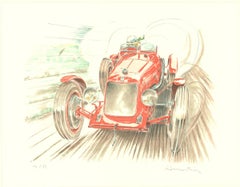 Vintage Alain Moitrier-Maserati-Lithograph-hand signed