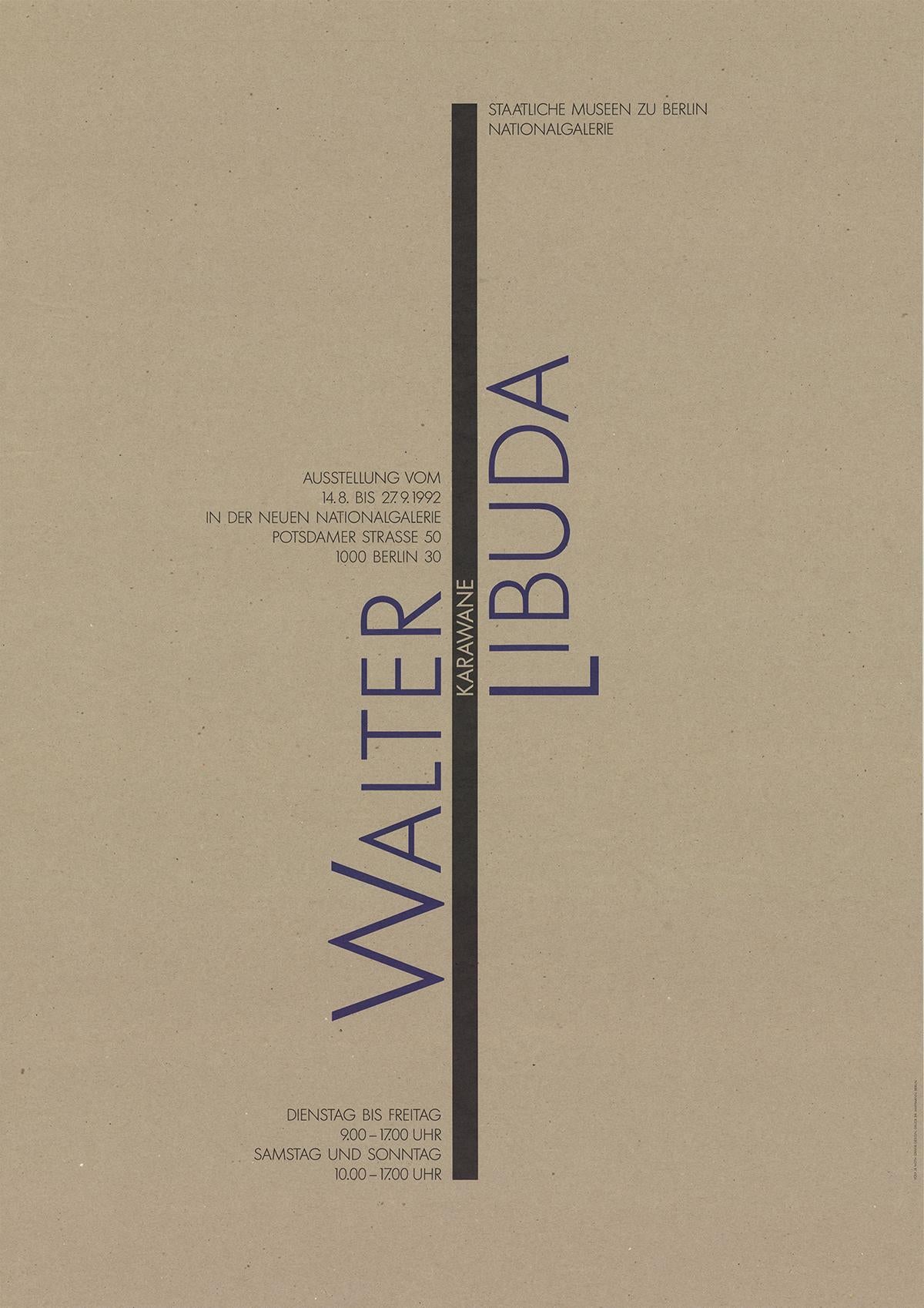 Manifesto della mostra di Walter Libuda intitolata "Karawane", tenutasi originariamente presso la New National Gallery di Berlino nei mesi di agosto.  - Settembre 1992.

