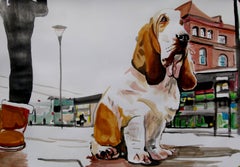 Basset hound, Painting, Acrylic on Paper