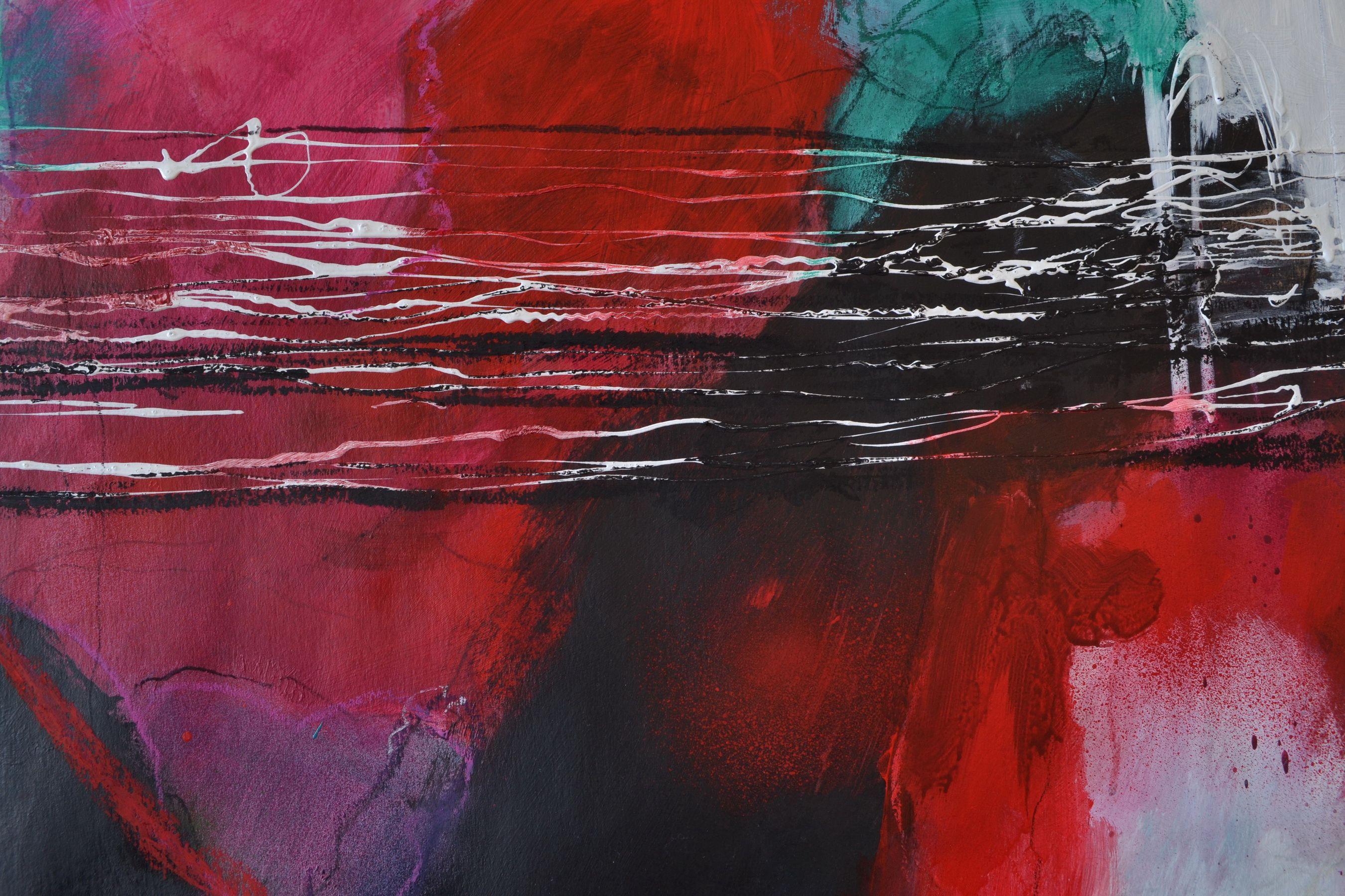 High Wire Act, Painting, Acrylic on Paper - Black Abstract Painting by Karin Goeppert