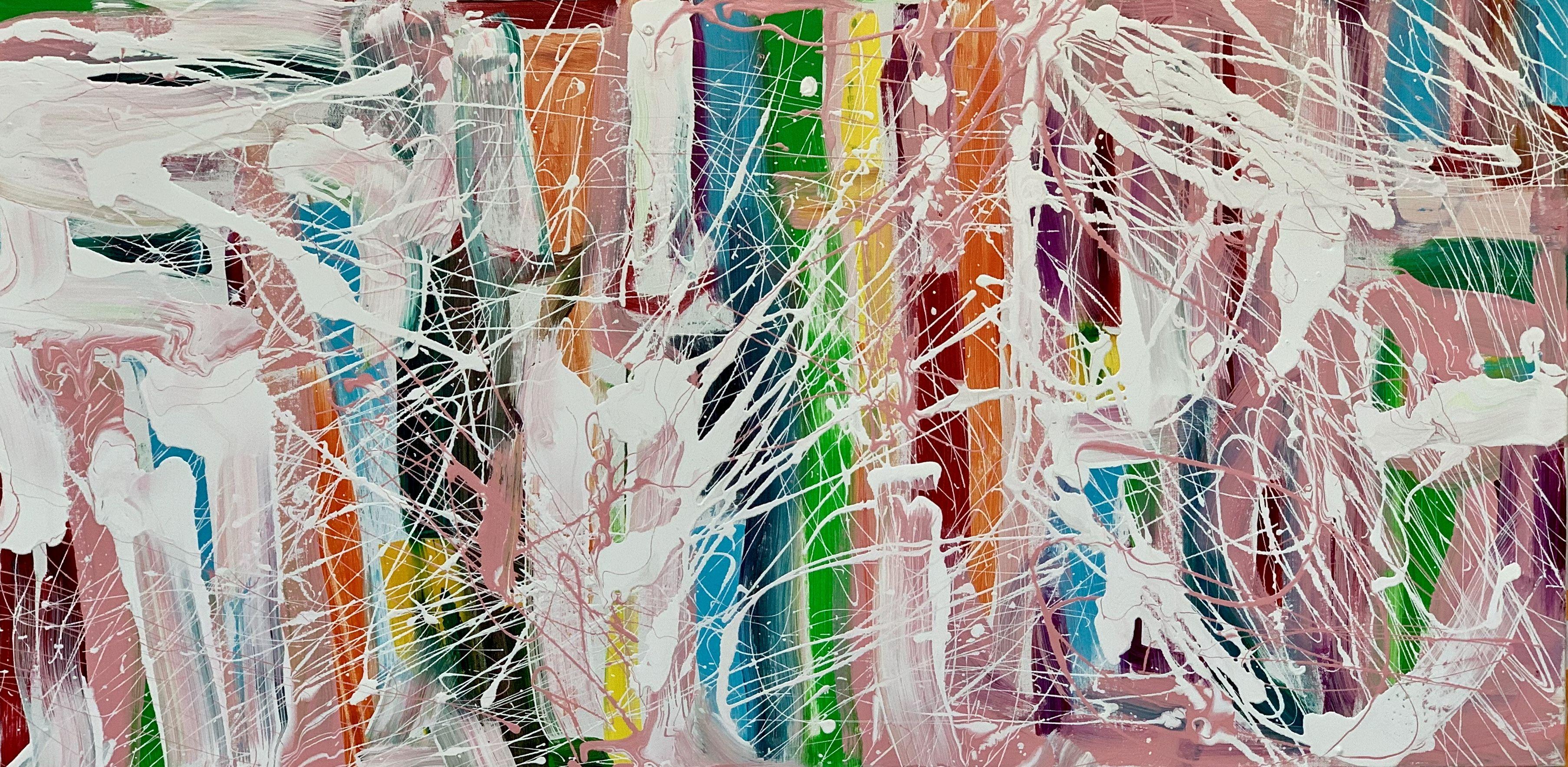 Abstract Painting de Jakob Gold - Arco iris rosa, Pintura, Acrílico sobre lienzo