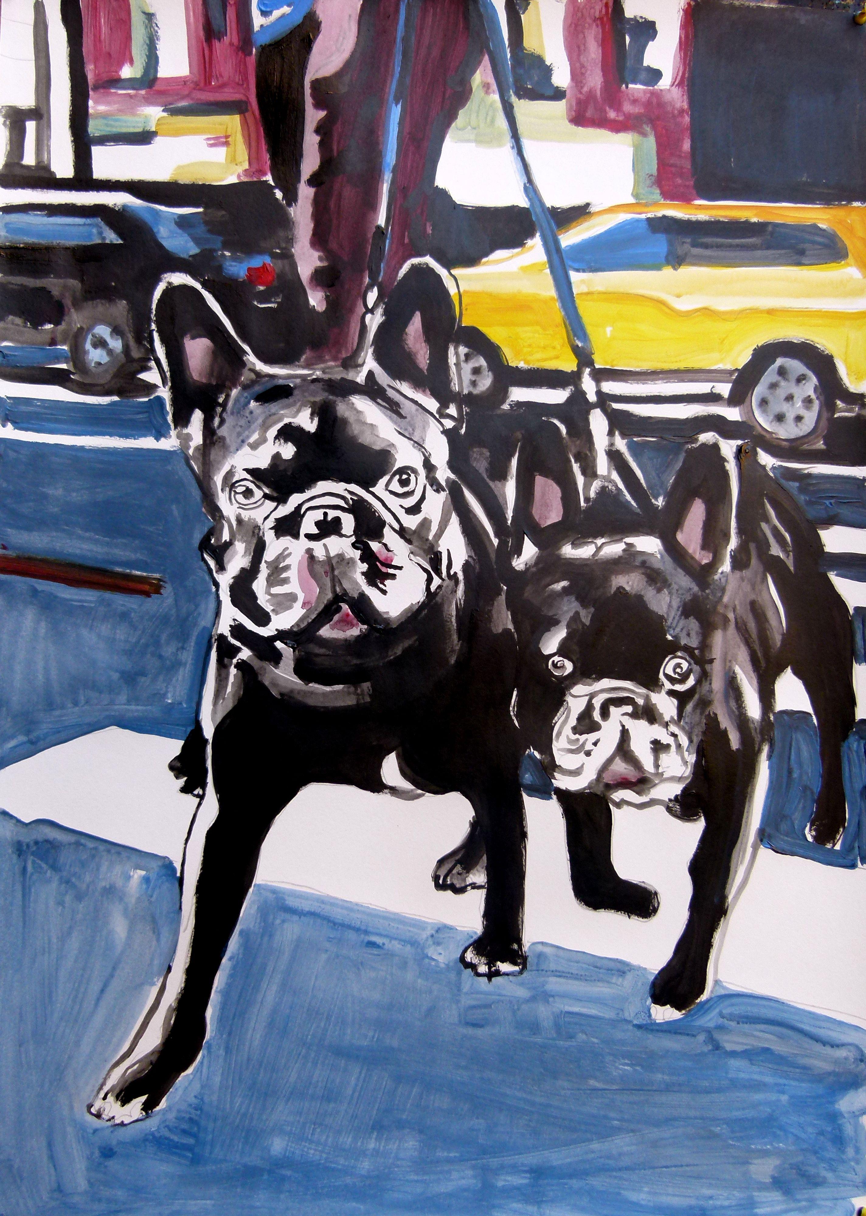 bolldogs, Painting, Acrylic on Paper