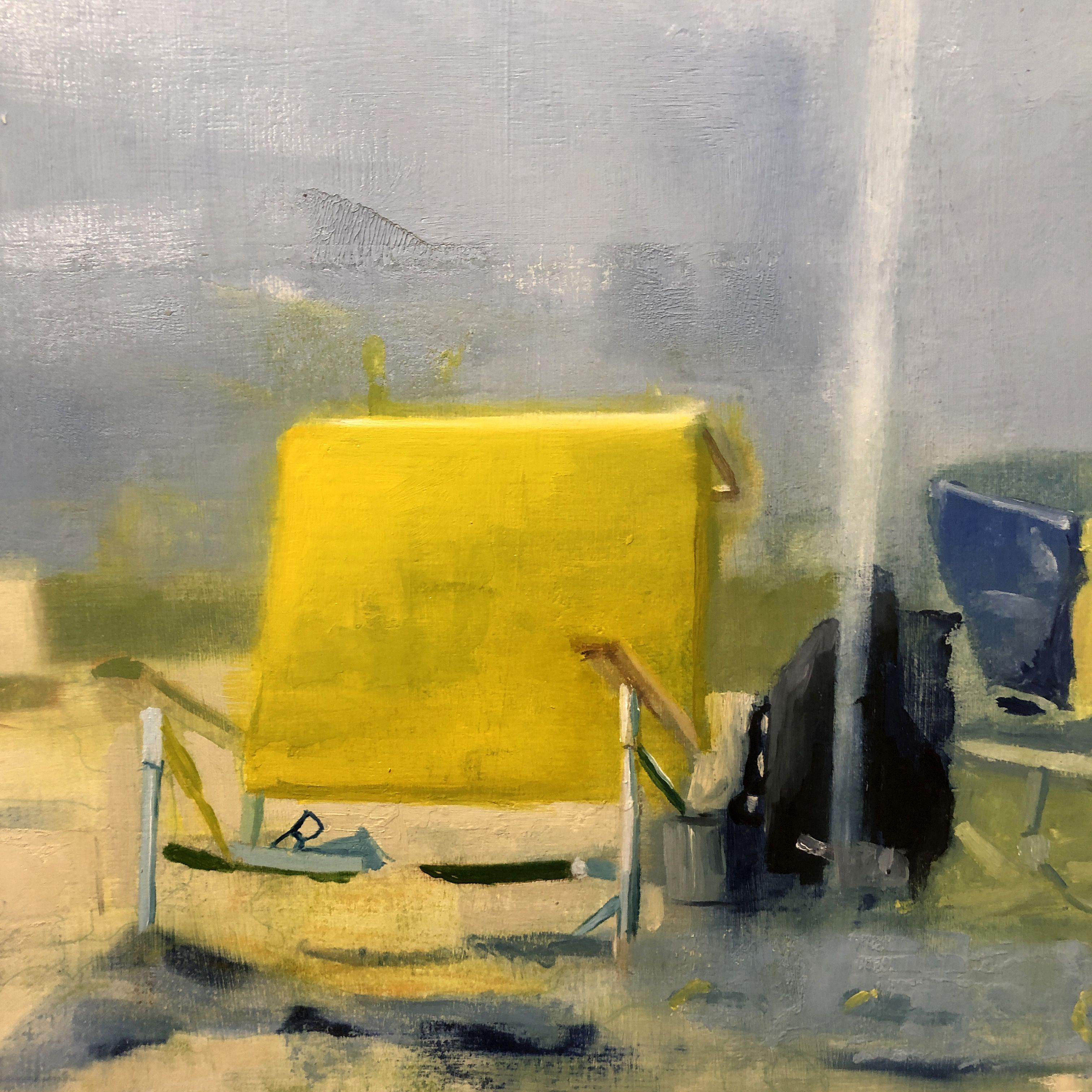 Ombrello sull'oceano, Pittura, Olio su pannello di Wood in vendita 2