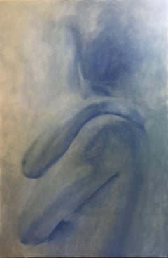 Nude in Blue, White, and Yellow, Painting, Oil on Canvas