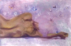 Peinture - Figure avec la rose de Sharon, huile sur toile