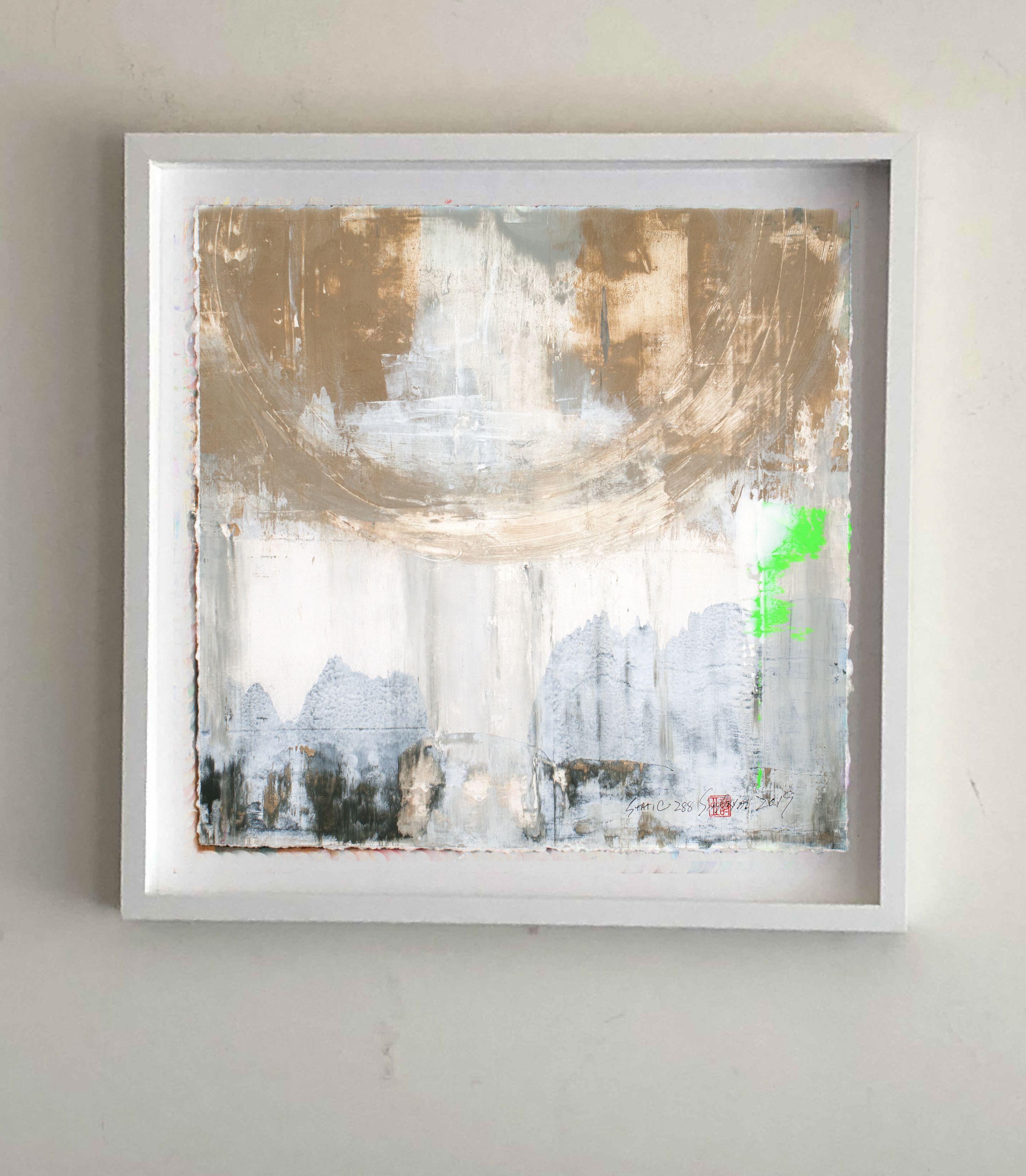 Estática 288, Pintura, Acrílico sobre papel - Abstract Painting Beige de Sia Aryai