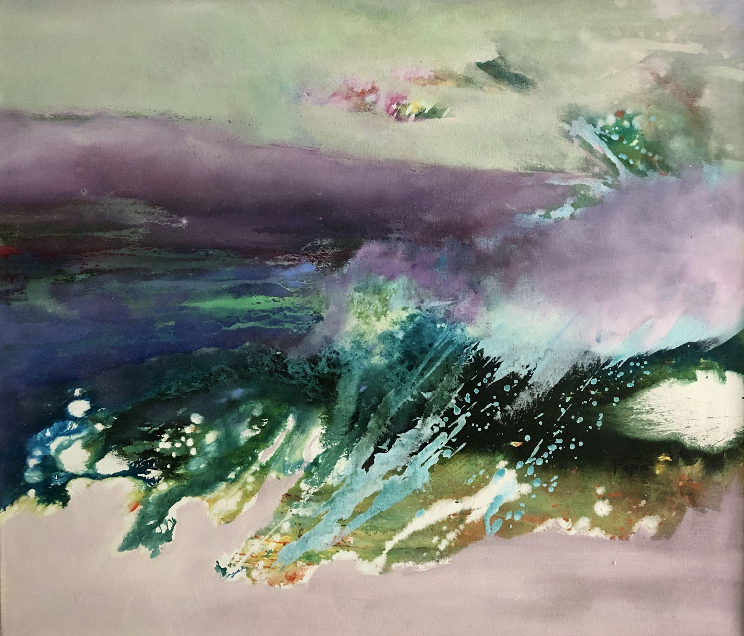 Christiane Pape Abstract Painting - Purple Wave, Painting, Acrylic on Canvas