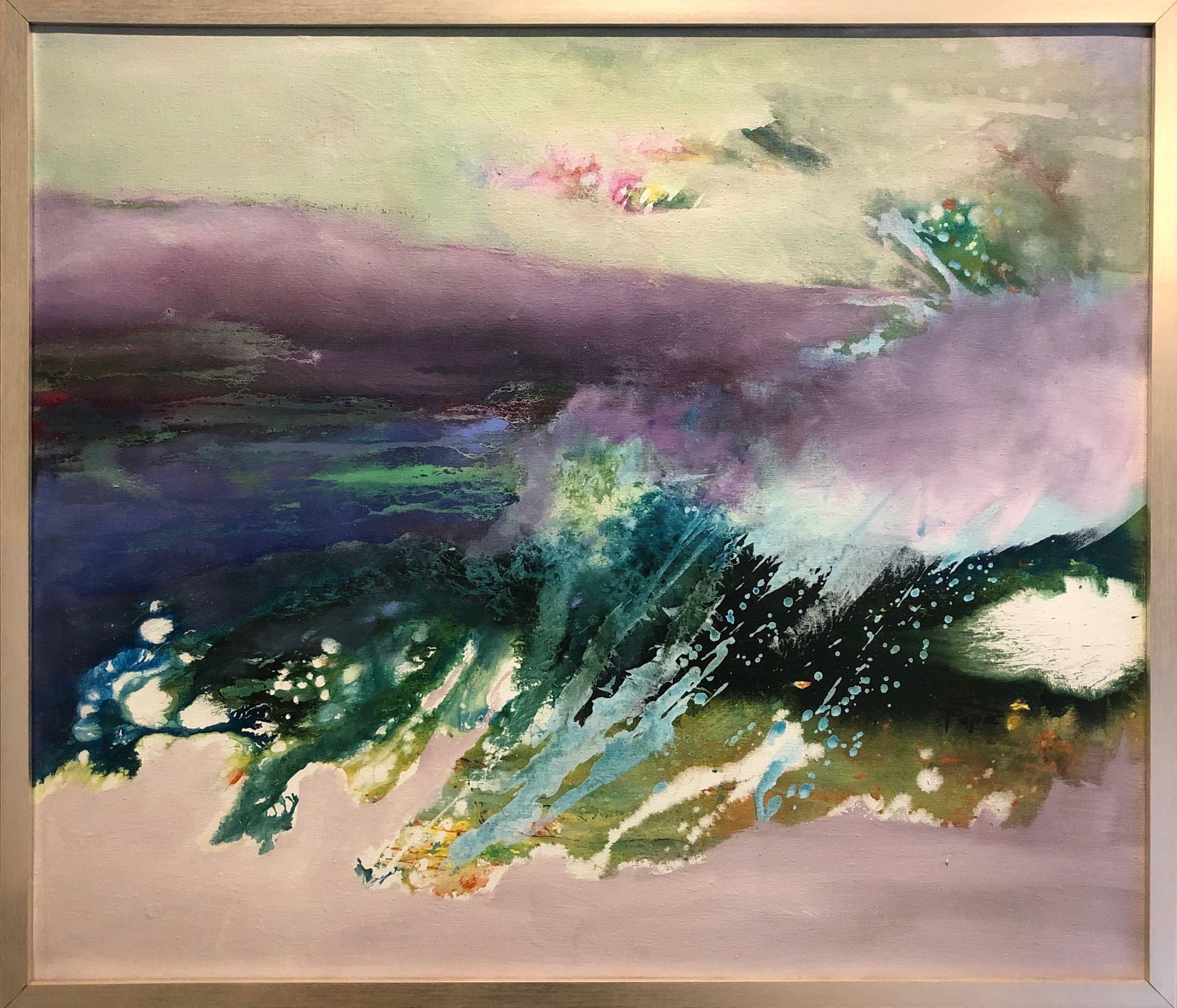La vague violette, peinture, acrylique sur toile - Painting de Christiane Pape