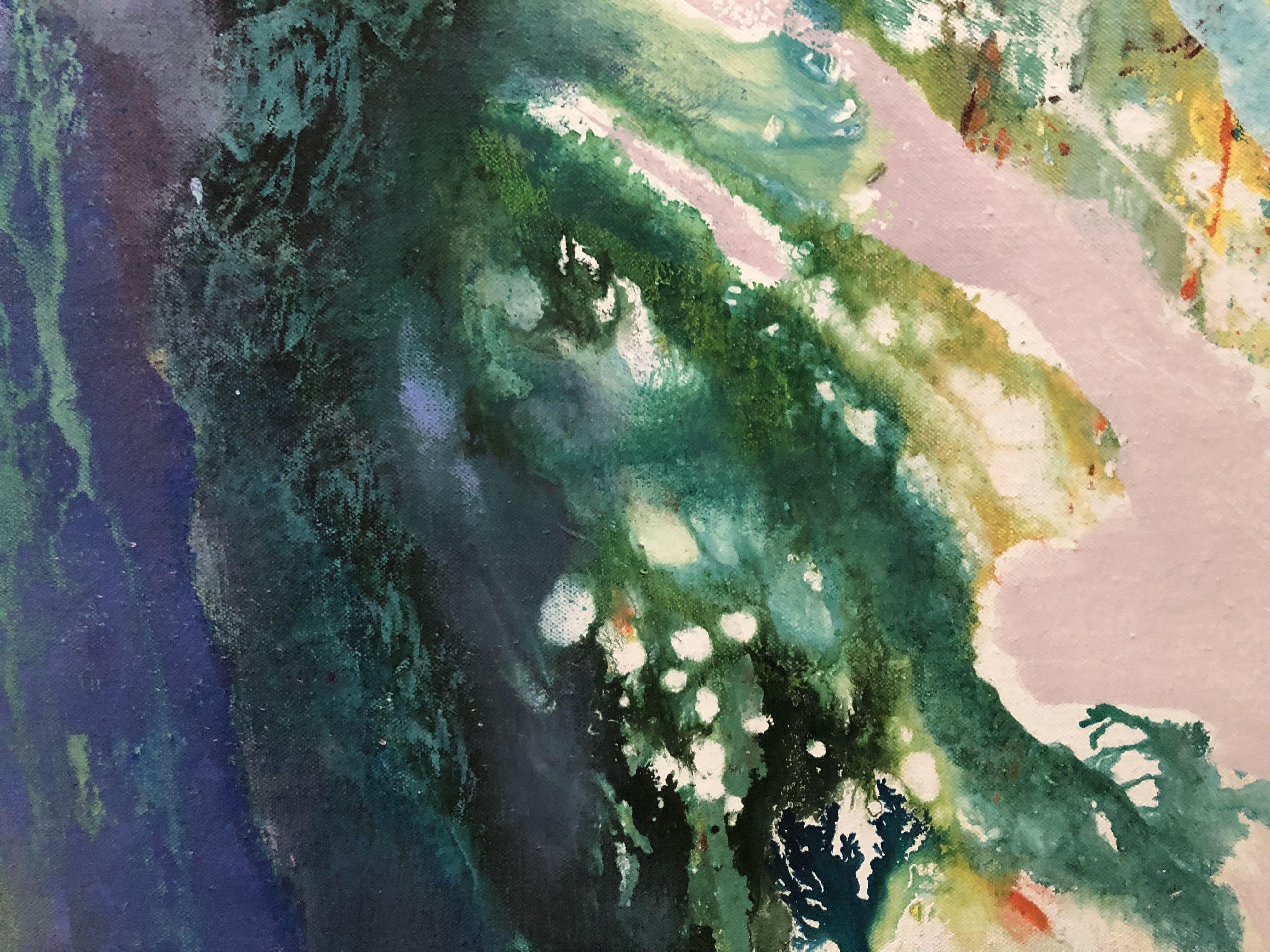 La vague violette, peinture, acrylique sur toile - Abstrait Painting par Christiane Pape