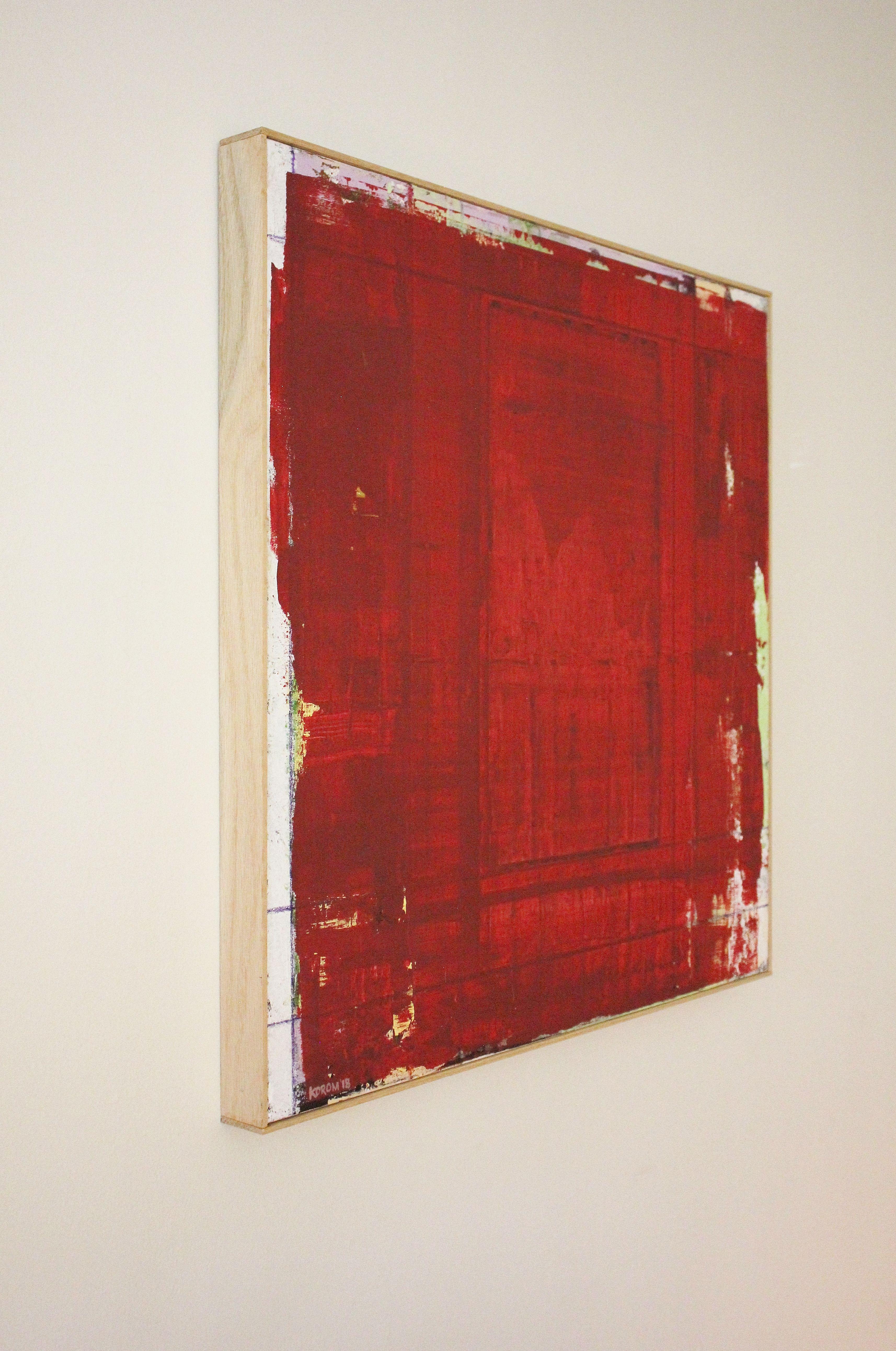 GIFT, Painting, Acrylic on Canvas - Red Abstract Painting by Joseph Korom