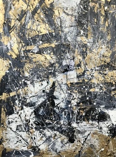 Golden Storm 0101, Mixed Media auf Leinwand