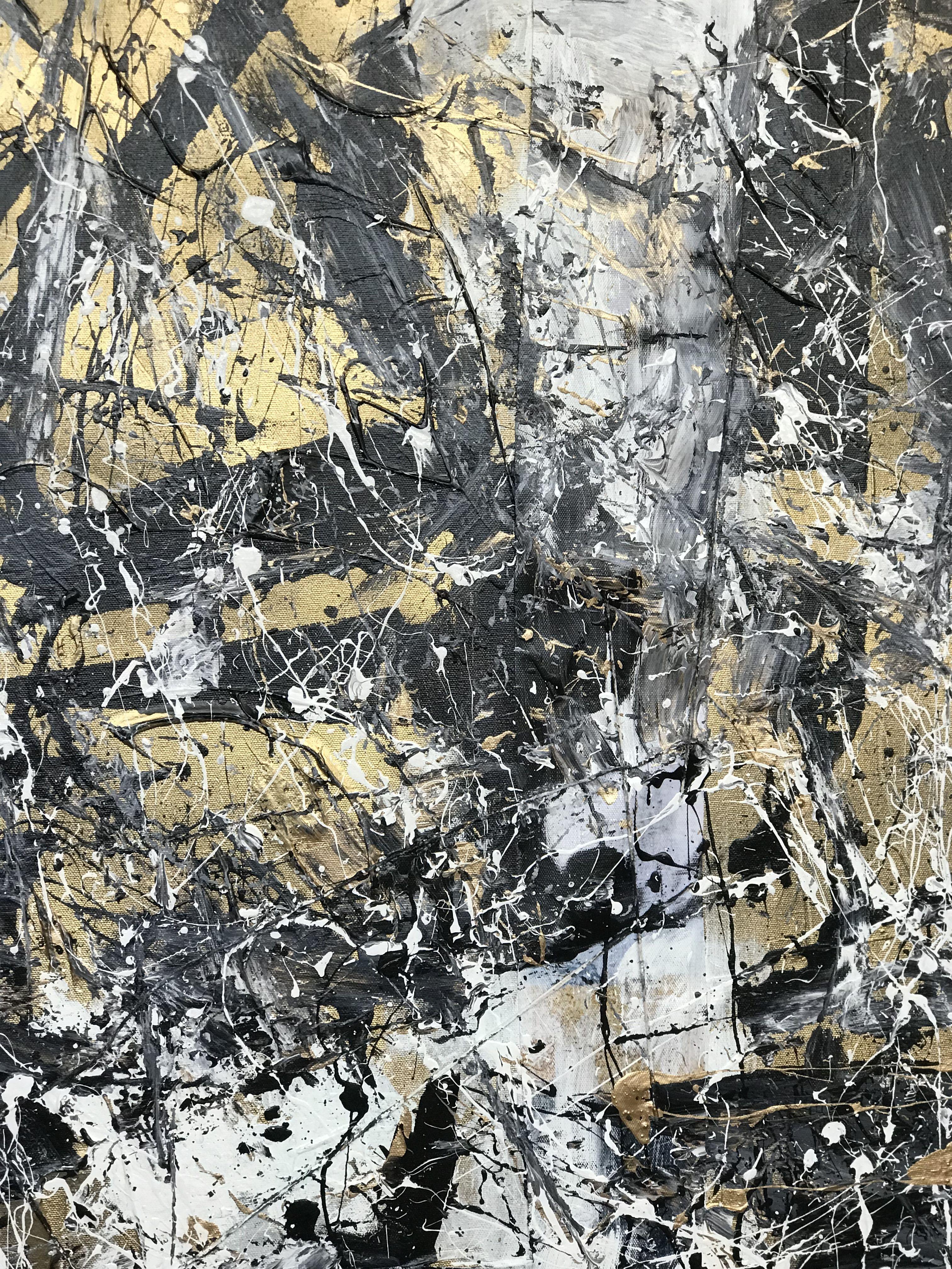 Golden Storm 0101, Tecnica mista su tela - Mixed Media Art Astratto di Jakob Gold