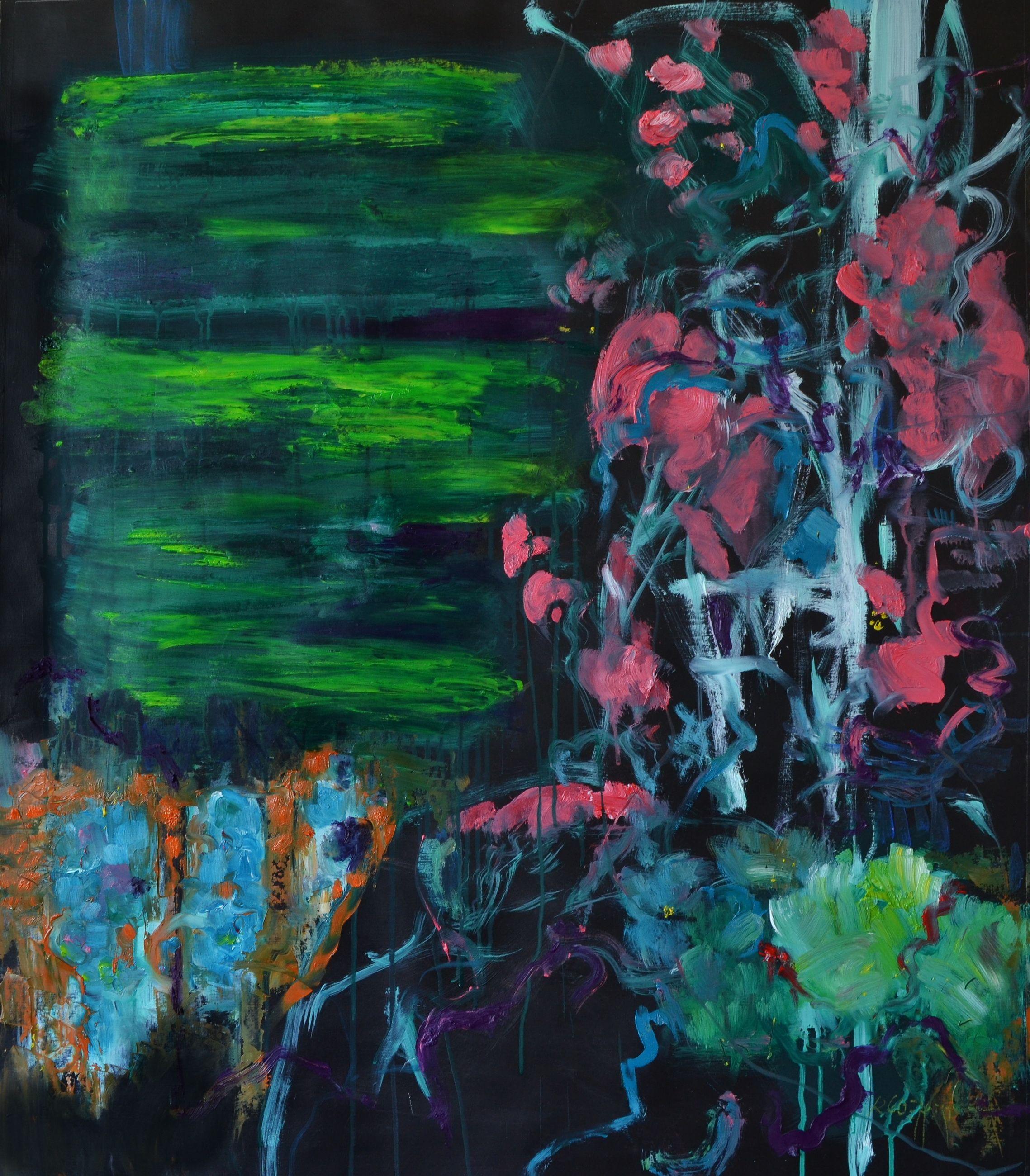 Karin Goeppert Abstract Painting - Tending my Garden, Painting, Oil on Paper
