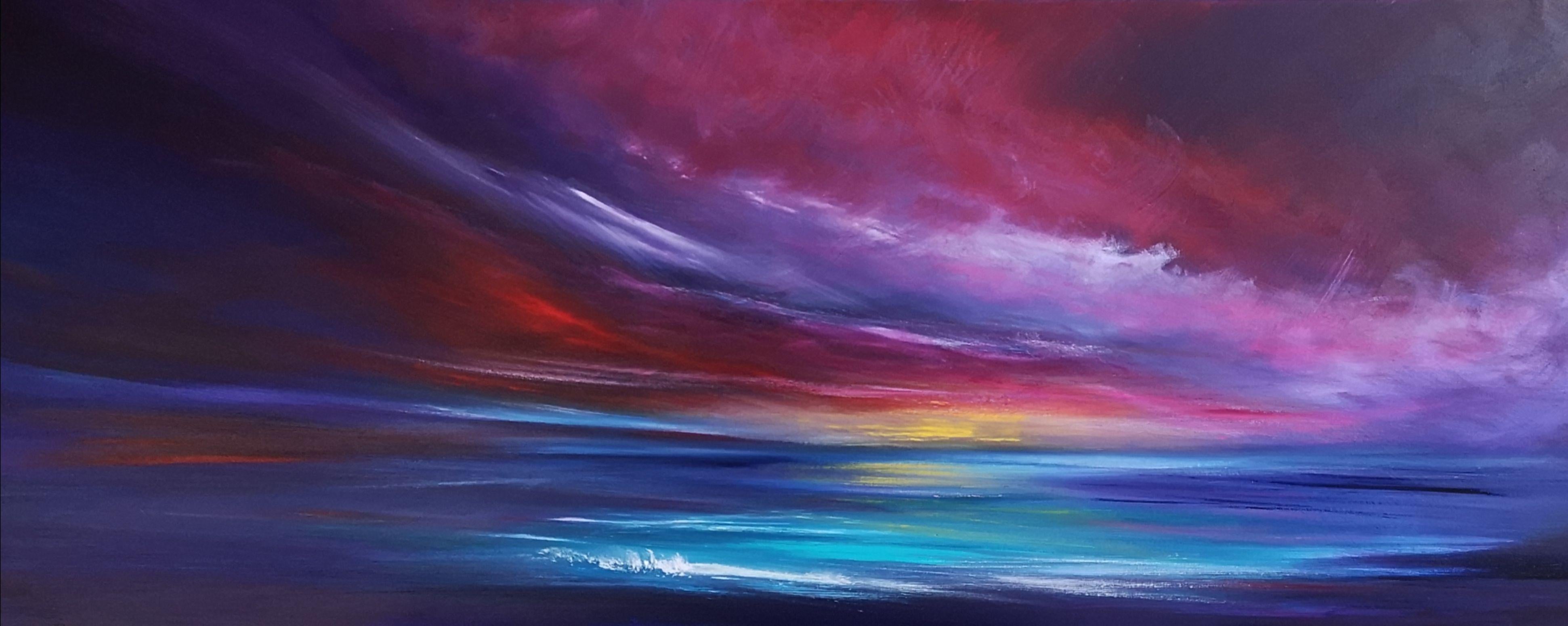 Beautiful, calm, peace...     "Only from the heart, can you touch the sky"    Rumi    A sumptuous palette of velvet rich hues.    This painting is on artist quality slimline cotton canvas, and stretched with strong wooden bars. With painted sides