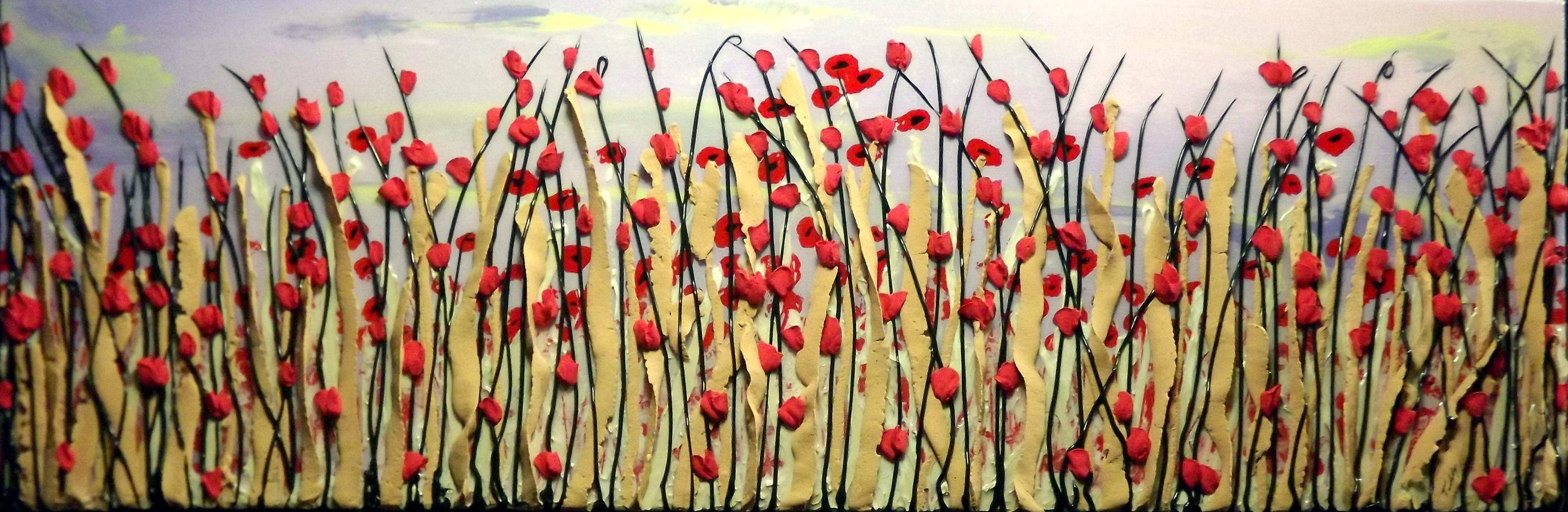 Red Poppies, Mixed Media on Canvas - Mixed Media Art by Teddy Brown