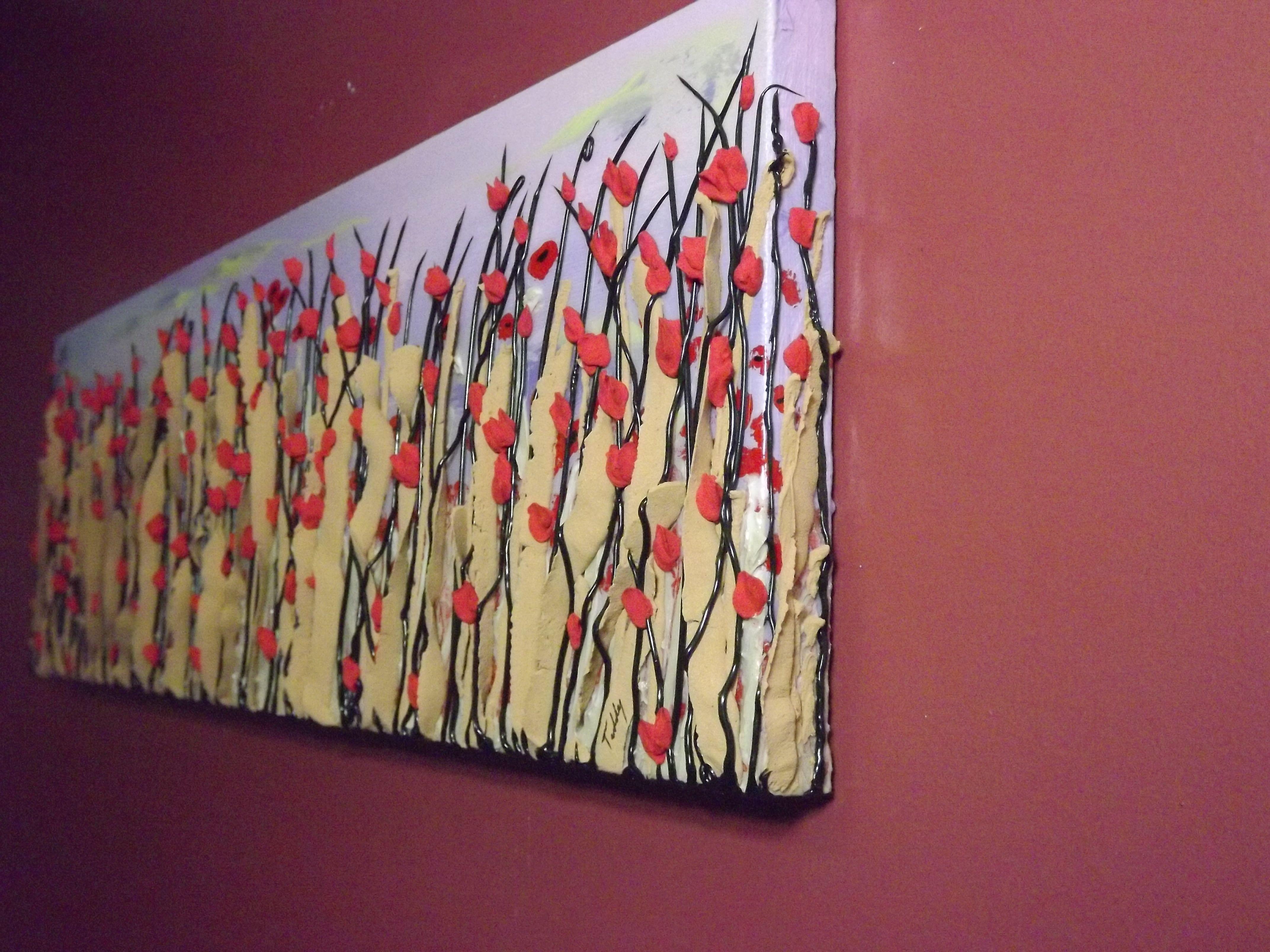 Red Poppies, Mixed Media on Canvas 1