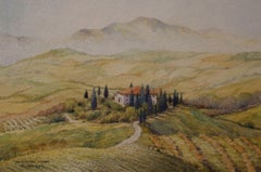 Tuscany.Orcia Valley, Painting, Watercolor on Watercolor Paper