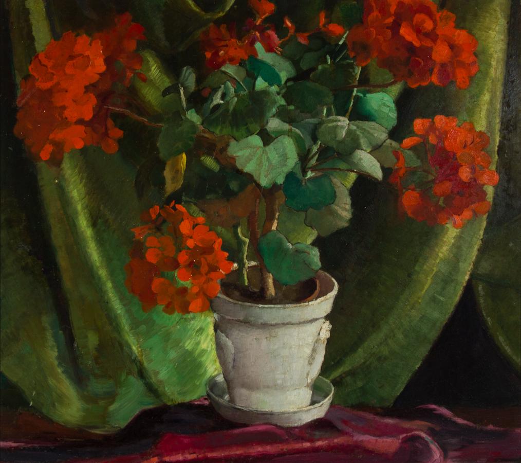 Colin Cairness Clinton Campbell (1894-1970) - Framed Oil, The Red Geraniums 1