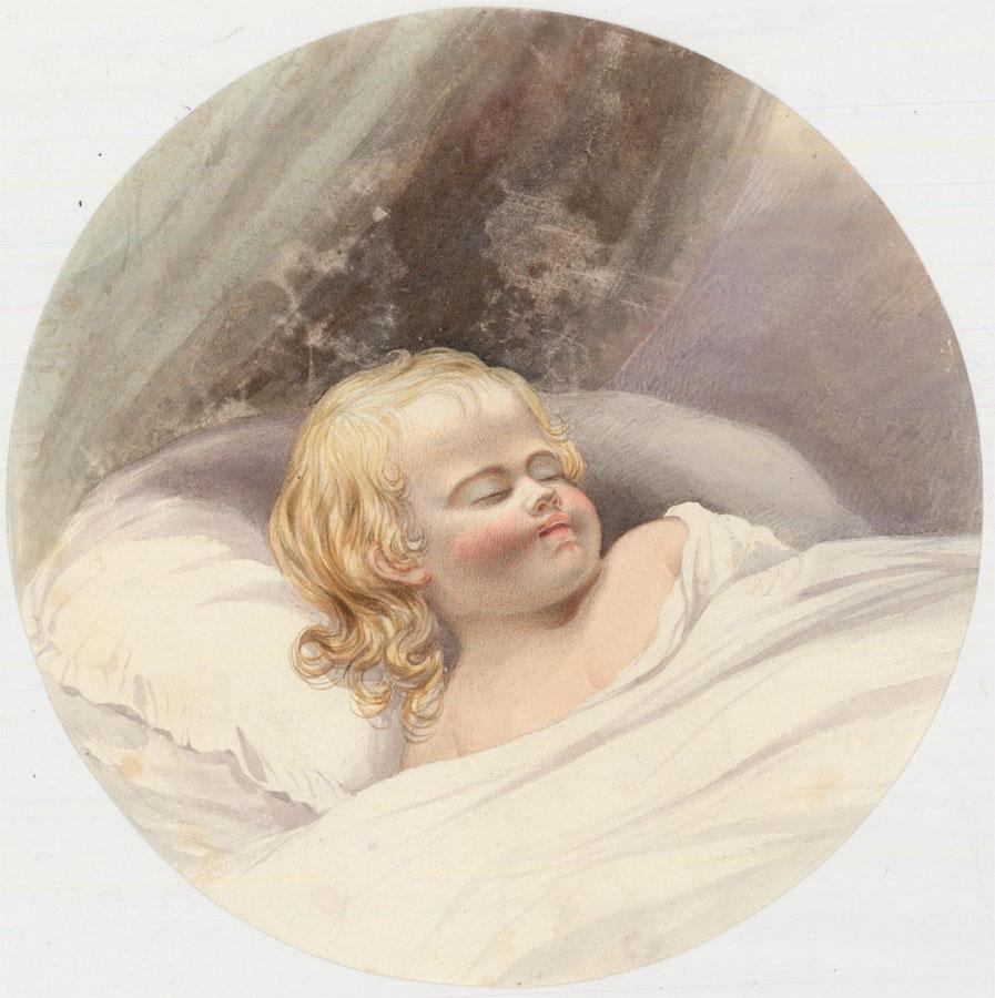 Charles Frederick Buckley (1812-1869) - Watercolour, Sleeping Child, 'Innocence' 1