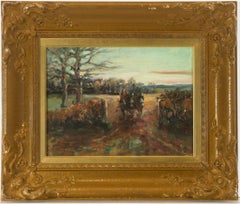 Graham Thompson - 1909 Oil, Horses Pulling Farmer in a Landscape