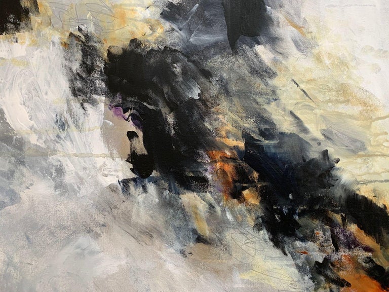 Winter's Coming, Painting, Acrylic on Canvas - Gray Abstract Painting by Darlene Watson