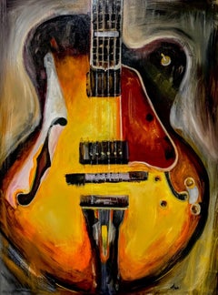 Guitare Gibson L5, peinture, huile sur toile