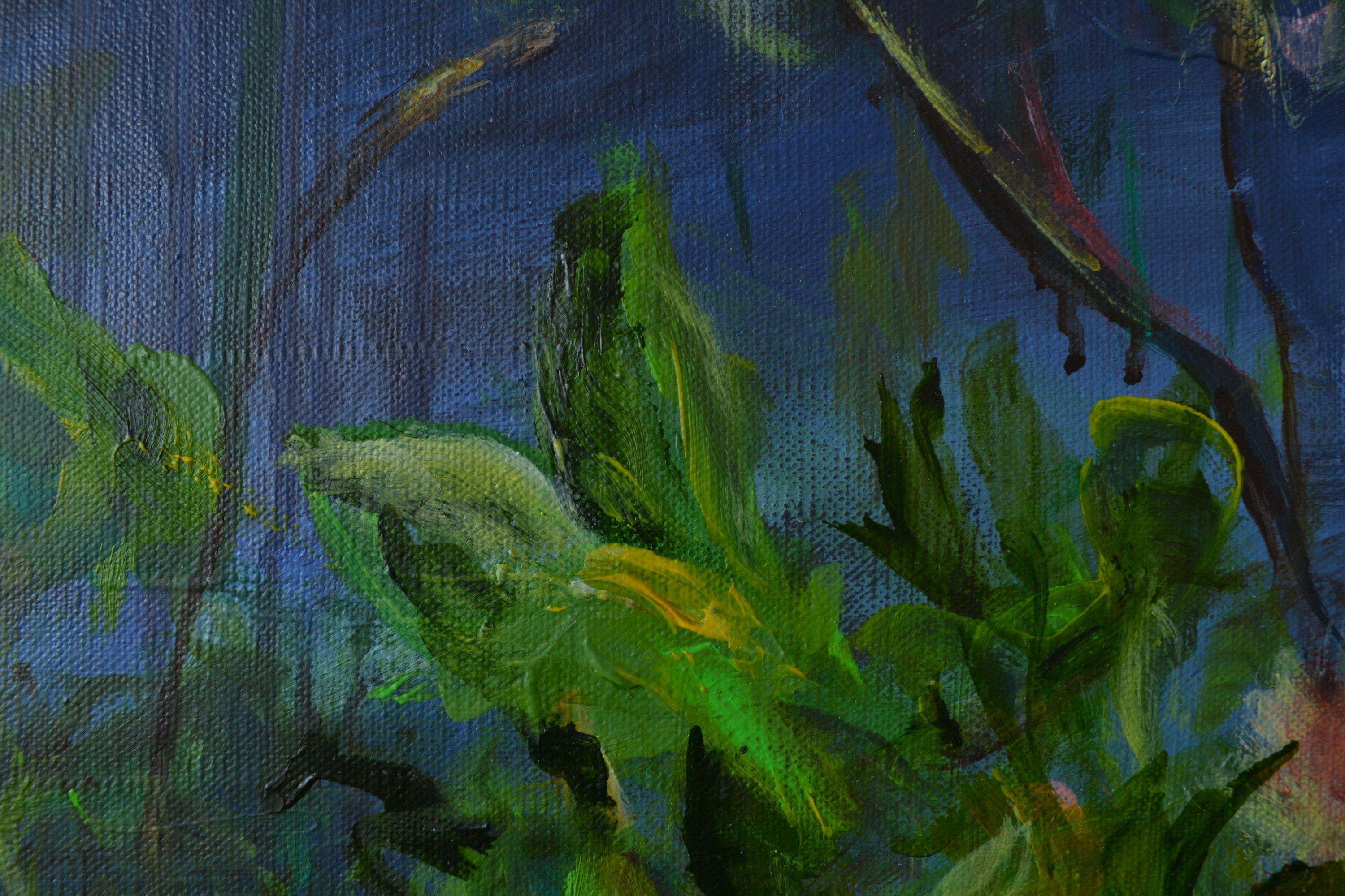 Bardana, Pittura, Acrilico su tela - Abstract Painting Nero di Karin Goeppert