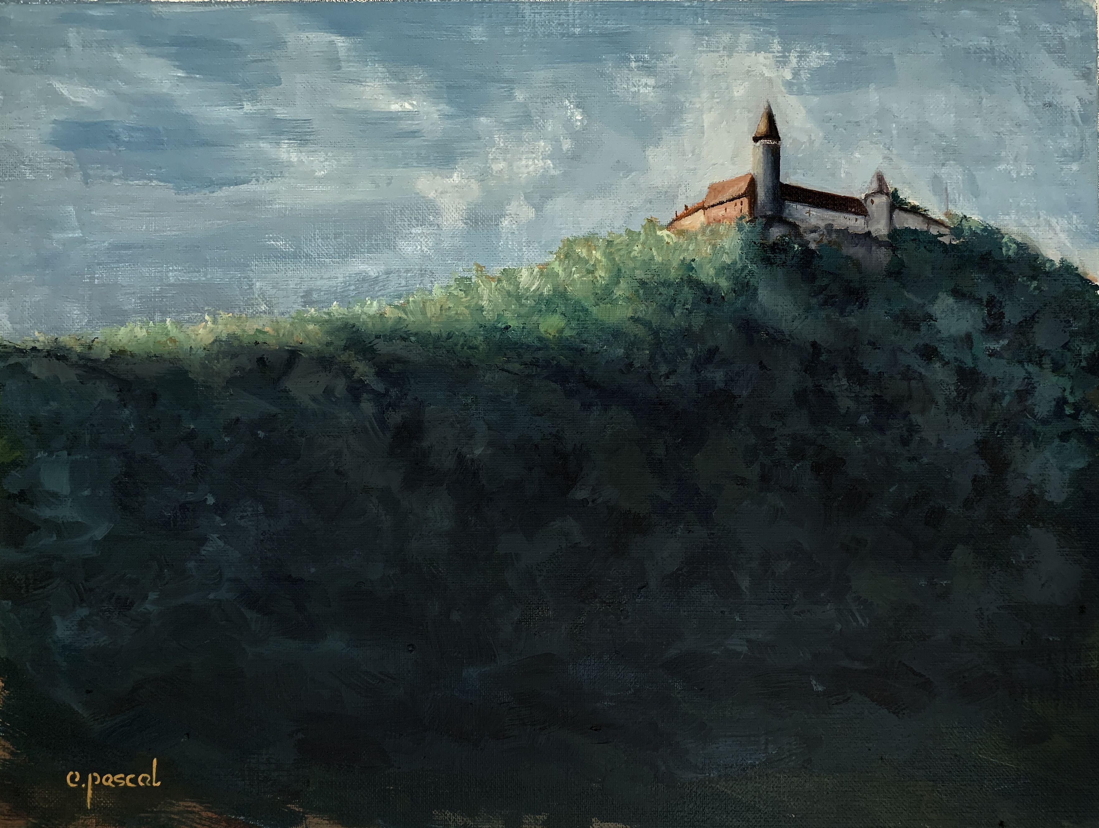 Peinture, huile sur toile, « A Glimpse Of History-Castle Teck » - Painting de Etienne Pascal