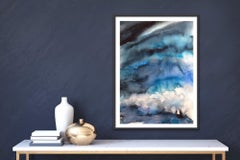 Bleu sans fin, peinture, aquarelle sur papier