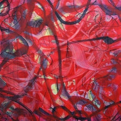 Peinture rouge rêveur, acrylique sur toile