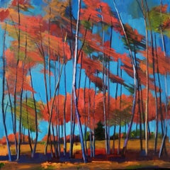 Blowing Birch Grove, Gemälde, Öl auf Leinwand