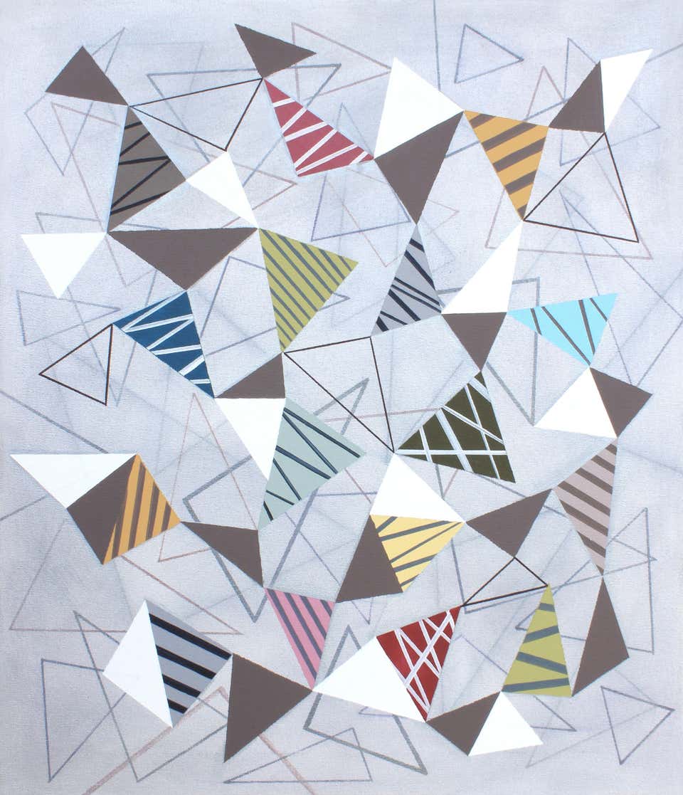 Op Art Abstract Geometric Acrylic Painting on Canvas
