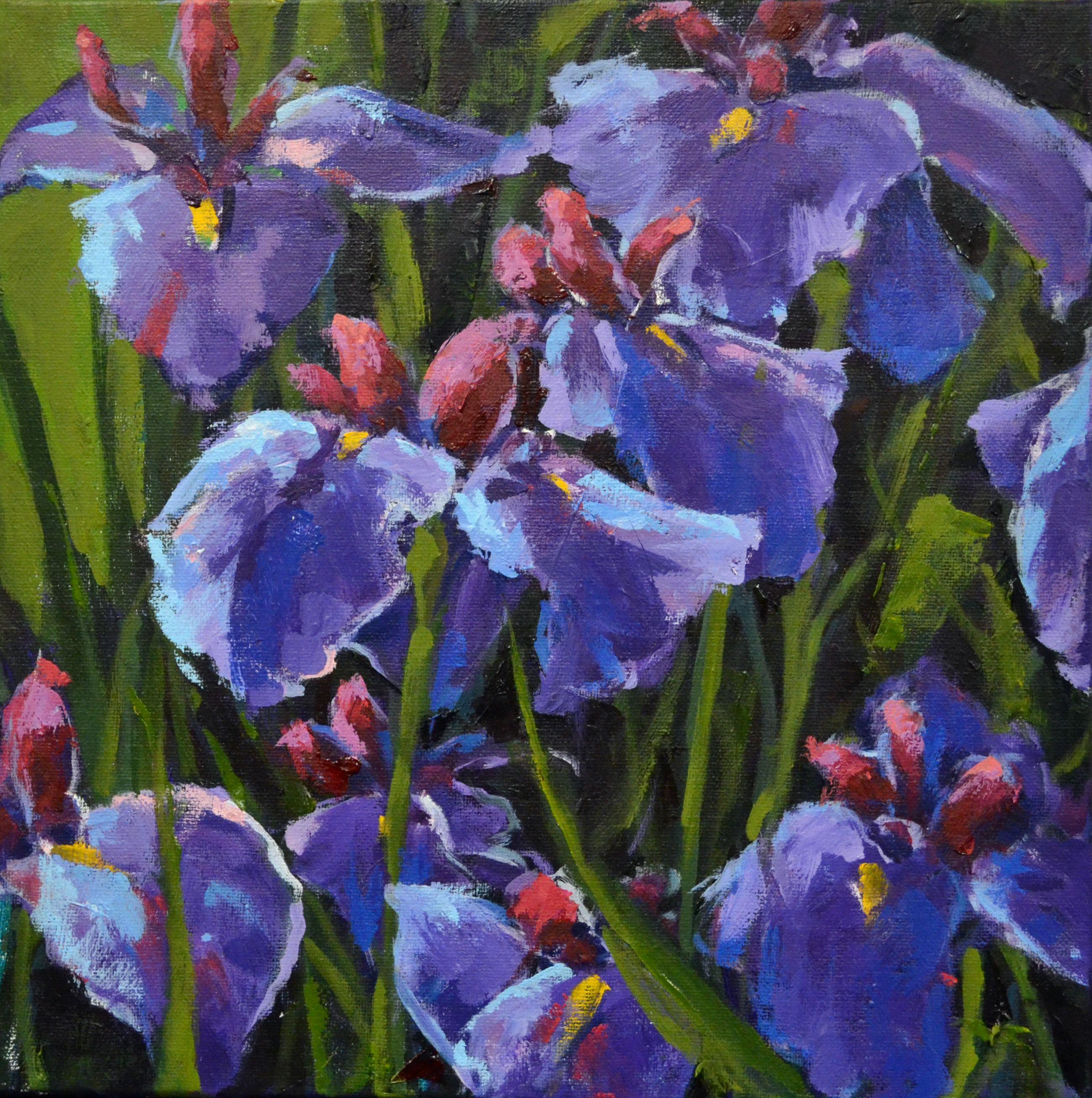 Iris Ensata II, Peinture, Huile sur Toile - Painting de Jenn Hallgren