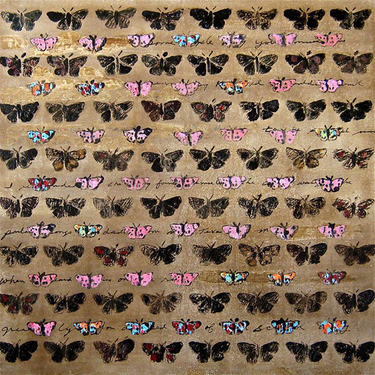 C. Dimitri Animal Painting - Living on 9th Street (Migration), pattern, butterfies, nature, square format